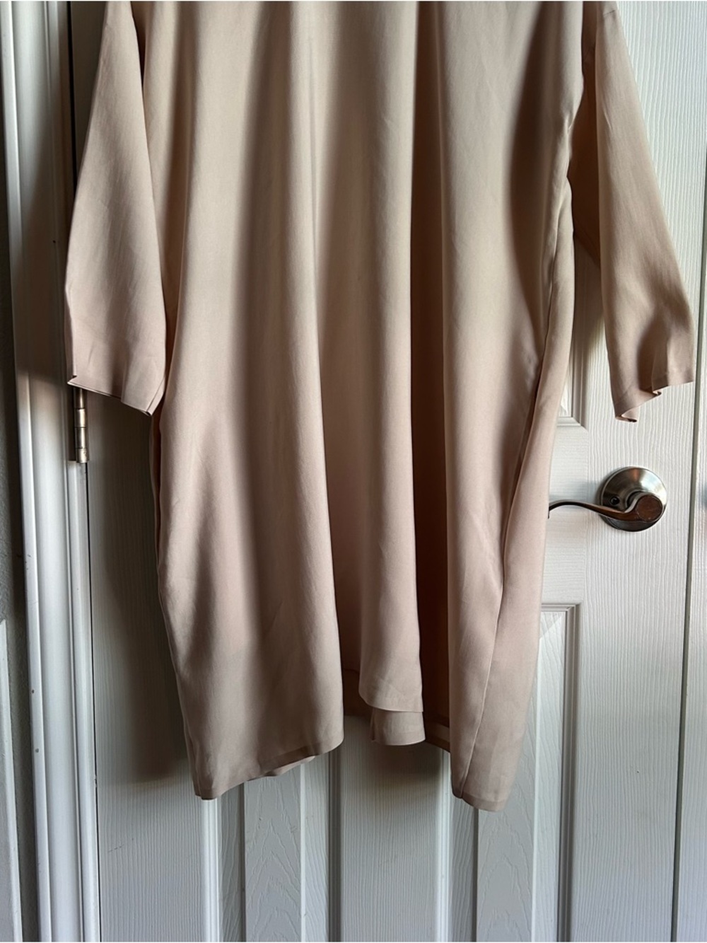 COS cream mock neck minimalist shirt dress - Picture 3 of 7